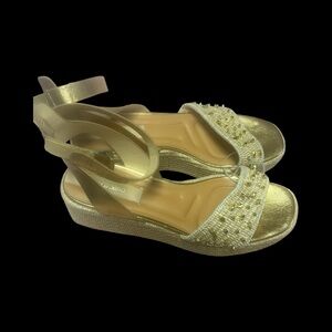 Franco Sarto Gold Beaded Sandals 9.5